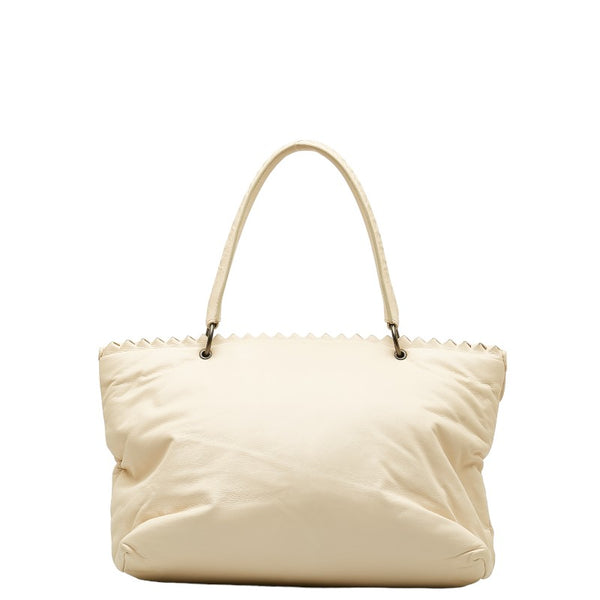 ボッテガヴェネタ イントレチャート ハンドバッグ ホワイト レザー レディース BOTTEGAVENETA 【中古】