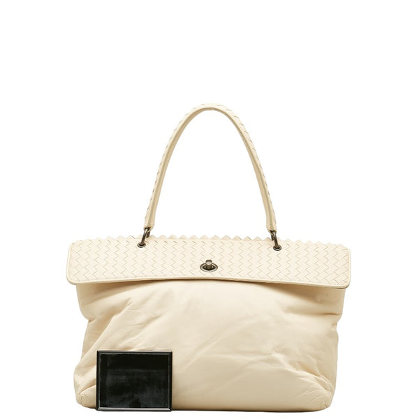 ボッテガヴェネタ イントレチャート ハンドバッグ ホワイト レザー レディース BOTTEGAVENETA 【中古】