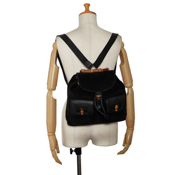 グッチ バンブー リュック バックパック 003 2058 0016 ブラック レザー スウェード レディース GUCCI 【中古】
