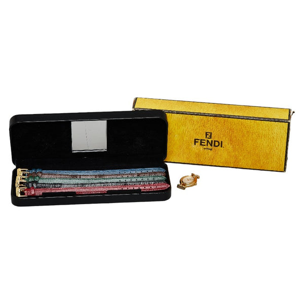 フェンディ カメレオン チェンジベルト5色 腕時計 640L クオーツ シルバー文字盤 メッキ レザー レディース FENDI 【中古】