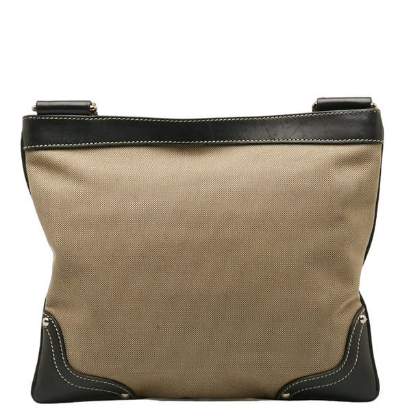 プラダ ロゴジャガード 斜め掛け ショルダーバッグ BT0537 ベージュ ブラック キャンバス レザー レディース PRADA 【中古】
