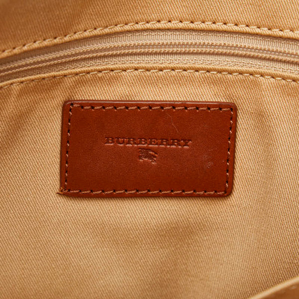 バーバリー ノバチェック ハンドバッグ トートバッグ ベージュ ブラウン キャンバス レザー レディース BURBERRY 【中古】