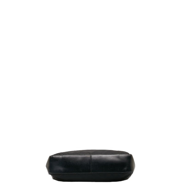 プラダ ロゴプレート ワンショルダーバッグ ブラック ナイロン レザー レディース PRADA 【中古】