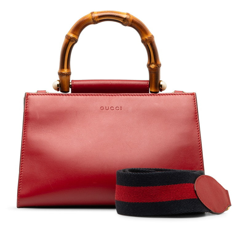 グッチ バンブー ニムフェア ハンドバッグ ショルダーバッグ 2WAY 470271 レッド レザー レディース GUCCI 【中古】