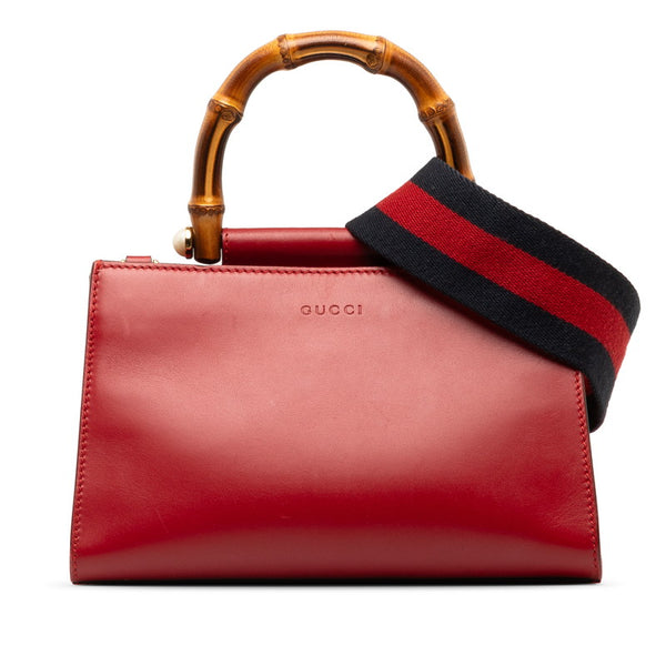 グッチ バンブー ニムフェア ハンドバッグ ショルダーバッグ 2WAY 470271 レッド レザー レディース GUCCI 【中古】