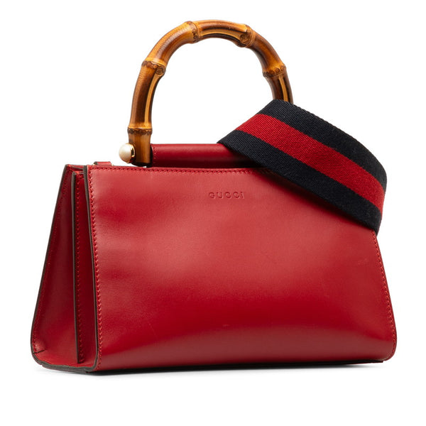 グッチ バンブー ニムフェア ハンドバッグ ショルダーバッグ 2WAY 470271 レッド レザー レディース GUCCI 【中古】