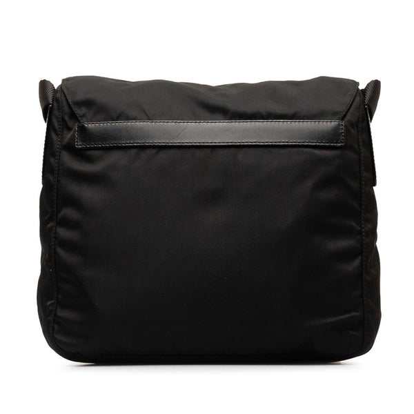 プラダ 三角ロゴプレート 斜め掛け ショルダーバッグ ブラック ナイロン レザー レディース PRADA 【中古】