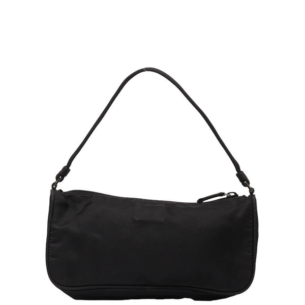 プラダ 三角ロゴプレート ポーチ ミニハンドバッグ ブラック ナイロン レディース PRADA 【中古】
