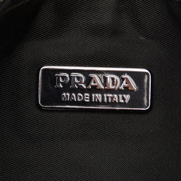 プラダ 三角ロゴプレート ポーチ ミニハンドバッグ ブラック ナイロン レディース PRADA 【中古】