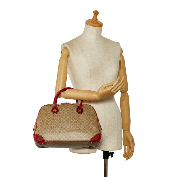 セリーヌ マカダム ハンドバッグ ベージュ レッド PVC レザー レディース CELINE 【中古】