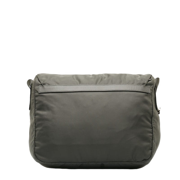 プラダ テスート サフィアーノ ショルダーバッグ グレー ナイロン レザー レディース PRADA 【中古】