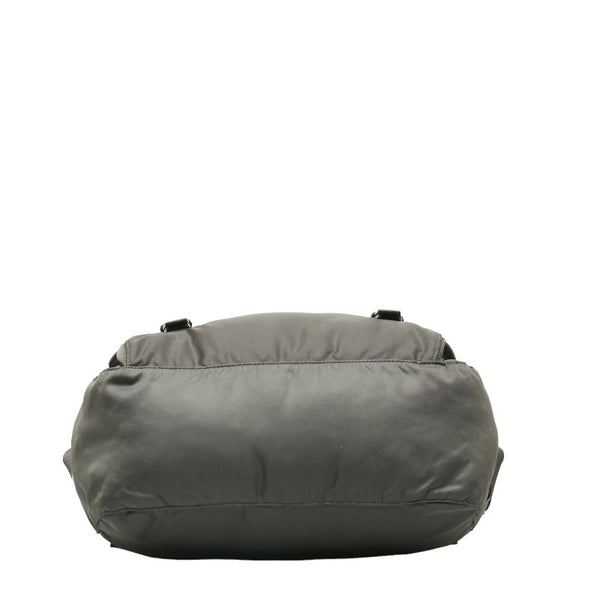 プラダ テスート サフィアーノ ショルダーバッグ グレー ナイロン レザー レディース PRADA 【中古】