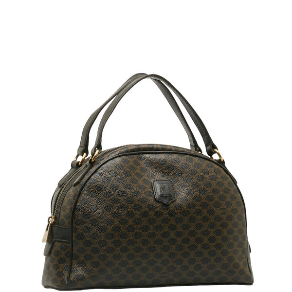 セリーヌ マカダム ハンドバッグ ブラック PVC レザー レディース CELINE 【中古】