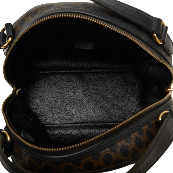 セリーヌ マカダム ハンドバッグ ブラック PVC レザー レディース CELINE 【中古】