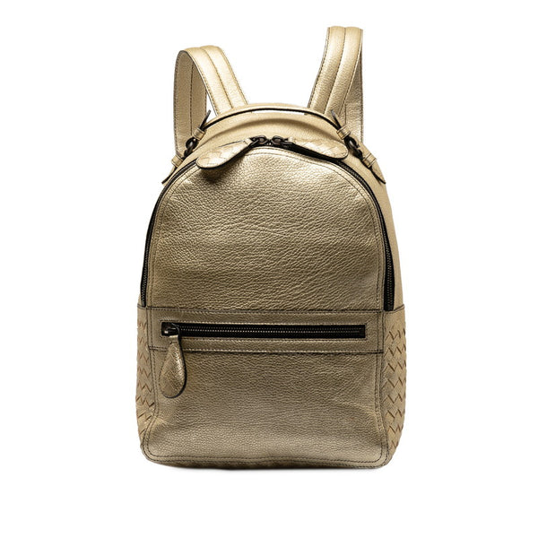 ボッテガヴェネタ イントレチャート リュック バックパック ゴールド レザー レディース BOTTEGAVENETA 【中古】