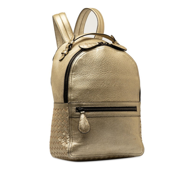 ボッテガヴェネタ イントレチャート リュック バックパック ゴールド レザー レディース BOTTEGAVENETA 【中古】