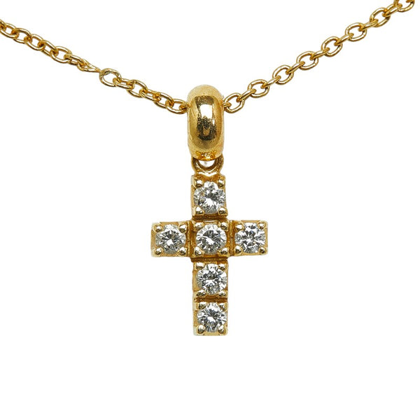 スタージュエリー クロス 十字架 モチーフ ネックレス K18YG イエローゴールド レディース STAR JEWELRY 【中古】