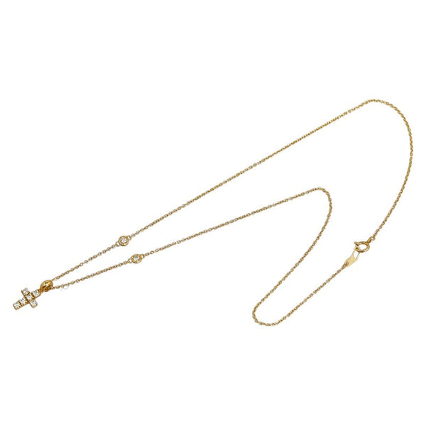 スタージュエリー クロス 十字架 モチーフ ネックレス K18YG イエローゴールド レディース STAR JEWELRY 【中古】