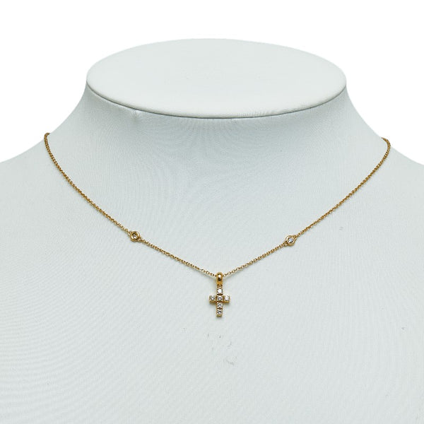 スタージュエリー クロス 十字架 モチーフ ネックレス K18YG イエローゴールド レディース STAR JEWELRY 【中古】