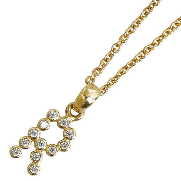 スタージュエリー R ラインストーン ネックレス K18YG イエローゴールド レディース STAR JEWELRY 【中古】