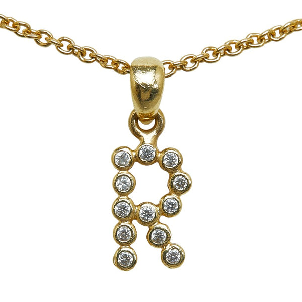 スタージュエリー R ラインストーン ネックレス K18YG イエローゴールド レディース STAR JEWELRY 【中古】