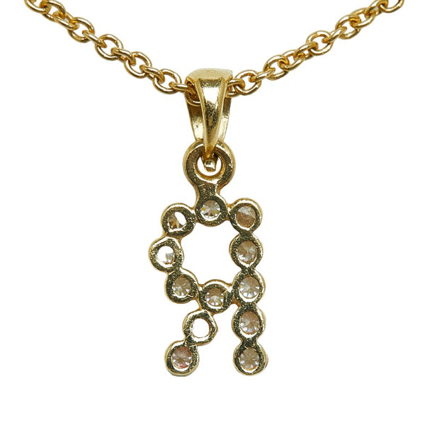 スタージュエリー R ラインストーン ネックレス K18YG イエローゴールド レディース STAR JEWELRY 【中古】
