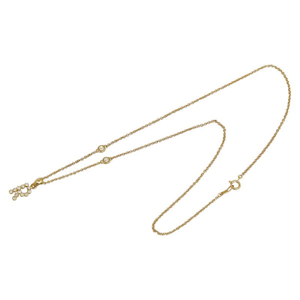 スタージュエリー R ラインストーン ネックレス K18YG イエローゴールド レディース STAR JEWELRY 【中古】