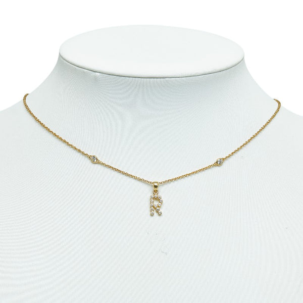 スタージュエリー R ラインストーン ネックレス K18YG イエローゴールド レディース STAR JEWELRY 【中古】