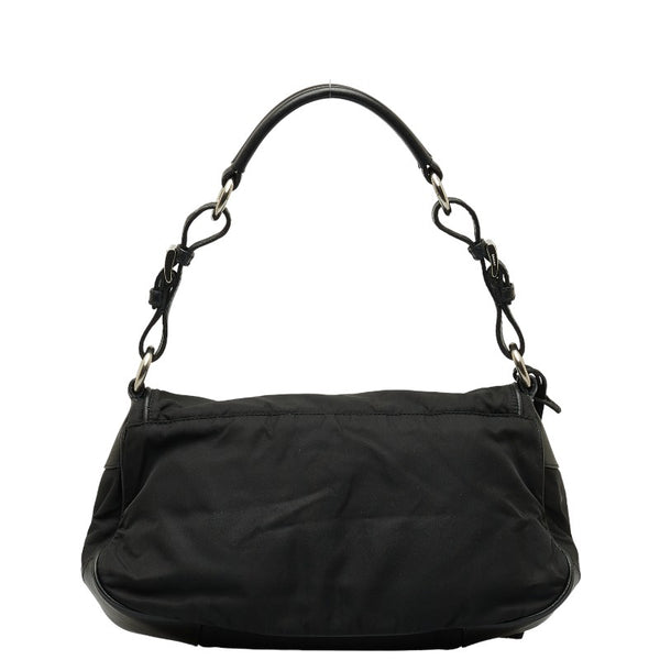プラダ テスート 三角ロゴプレート ワンショルダーバッグ ブラック ナイロン レザー レディース PRADA 【中古】
