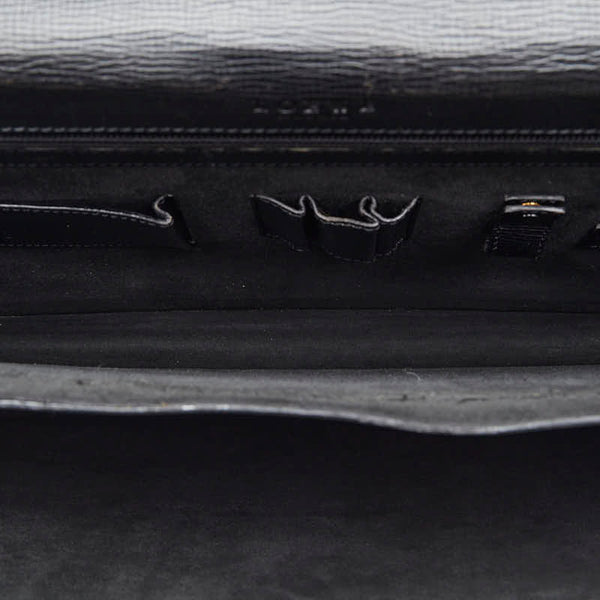 ロエベ アナグラム ビジネスバッグ ブリーフケース 書類カバン ブラック レザー レディース LOEWE 【中古】