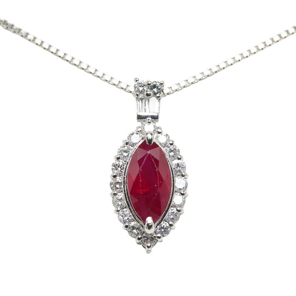 Pt900 プラチナ K18WG ホワイトゴールド コンビ ルビー2.13ct ダイヤ0.61ct ペンダントネックレス レディース 【中古】