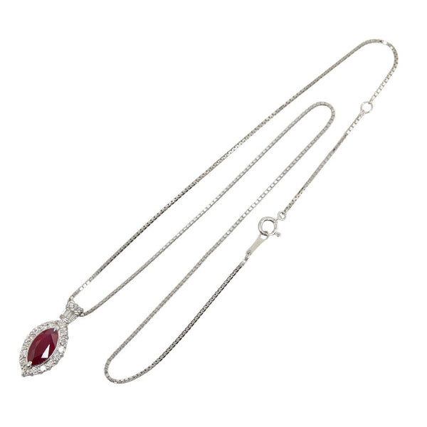 Pt900 プラチナ K18WG ホワイトゴールド コンビ ルビー2.13ct ダイヤ0.61ct ペンダントネックレス レディース 【中古】