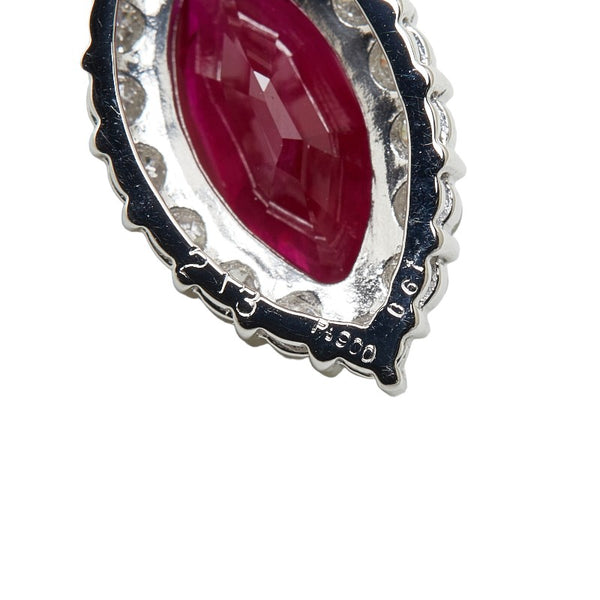 Pt900 プラチナ K18WG ホワイトゴールド コンビ ルビー2.13ct ダイヤ0.61ct ペンダントネックレス レディース 【中古】