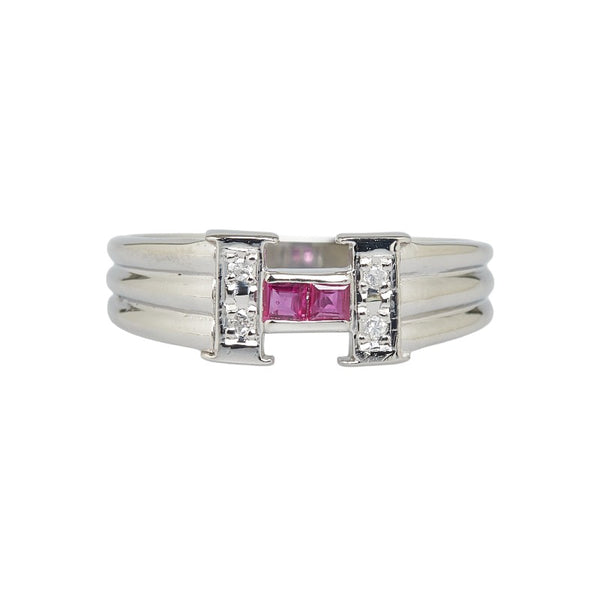 Pt900 プラチナ ルビー0.20ct ダイヤ0.03ct リング 指輪 レディース 12号 【中古】