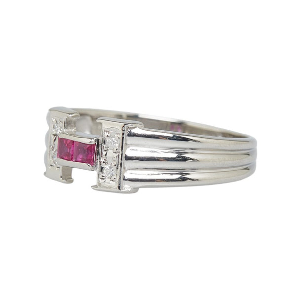 Pt900 プラチナ ルビー0.20ct ダイヤ0.03ct リング 指輪 レディース 12号 【中古】