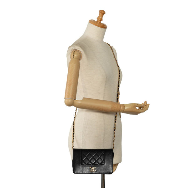 シャネル ダイアナ ココマーク チェーン ウォレットバッグ ブラック ラムスキン レディース CHANEL 【中古】