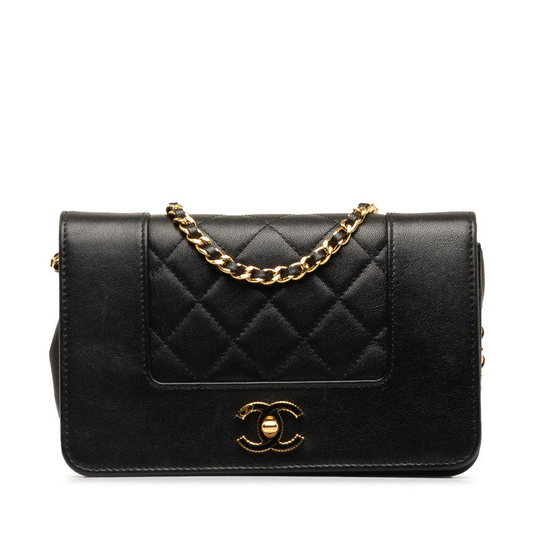 シャネル ダイアナ ココマーク チェーン ウォレットバッグ ブラック ラムスキン レディース CHANEL 【中古】