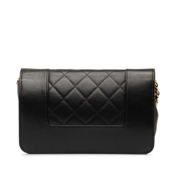 シャネル ダイアナ ココマーク チェーン ウォレットバッグ ブラック ラムスキン レディース CHANEL 【中古】
