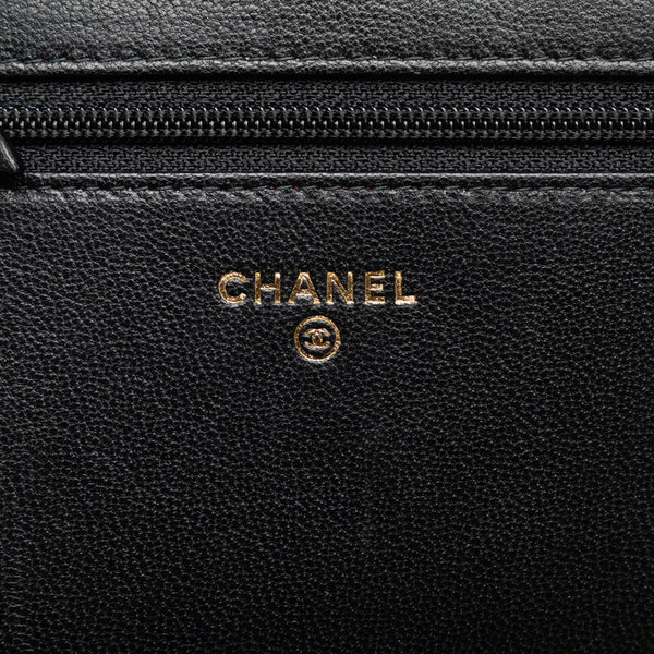 シャネル ダイアナ ココマーク チェーン ウォレットバッグ ブラック ラムスキン レディース CHANEL 【中古】