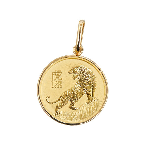 K24YG イエローゴールド K18YG イエローゴールド オーストラリア エリザベス2世 虎25ドル金貨 1/4OZ ペンダントトップ レディース 【中古】