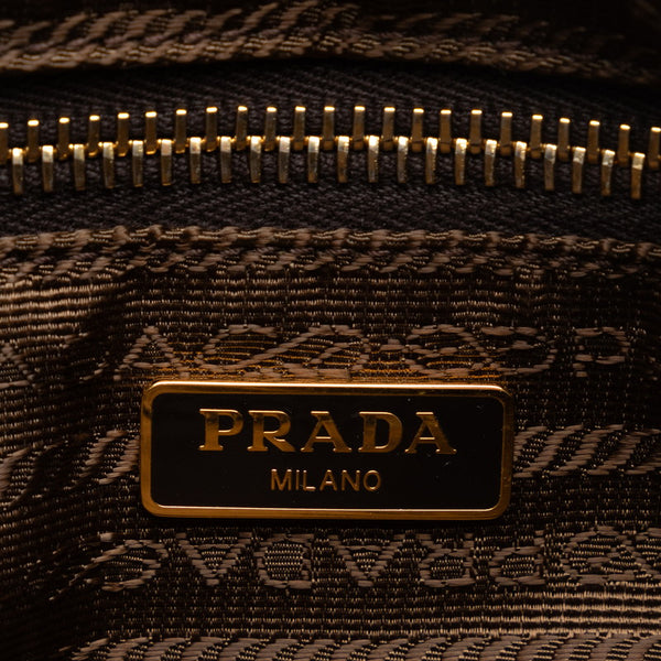 プラダ 三角ロゴプレート 斜め掛け ショルダーバッグ ブラウン ナイロン レザー レディース PRADA 【中古】