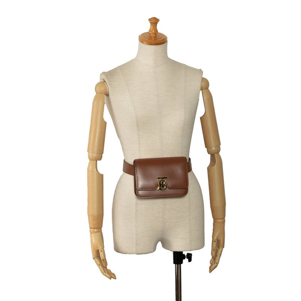 バーバリー TB ウエストバッグ ボディバッグ ブラウン レザー レディース BURBERRY 【中古】