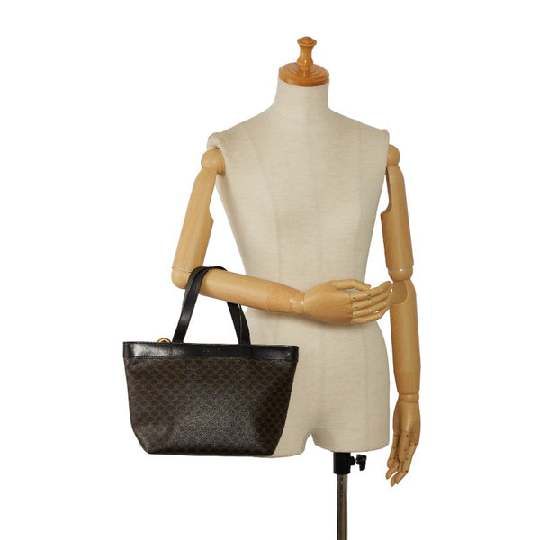 セリーヌ マカダム ハンドバッグ トートバッグ ブラウン ブラック PVC レザー レディース CELINE 【中古】