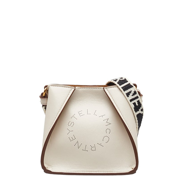 ステラマッカートニー パンチングロゴ 斜め掛け ミニショルダーバッグ ホワイト ブラウン ポリエステル レディース Stella McCartney 【中古】