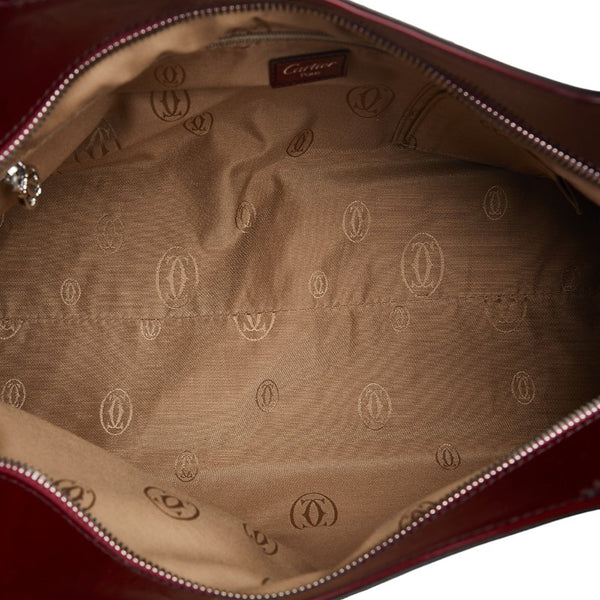 カルティエ マストライン マルチェロ ドゥ ハンドバッグ ワインレッド エナメル レディース CARTIER 【中古】