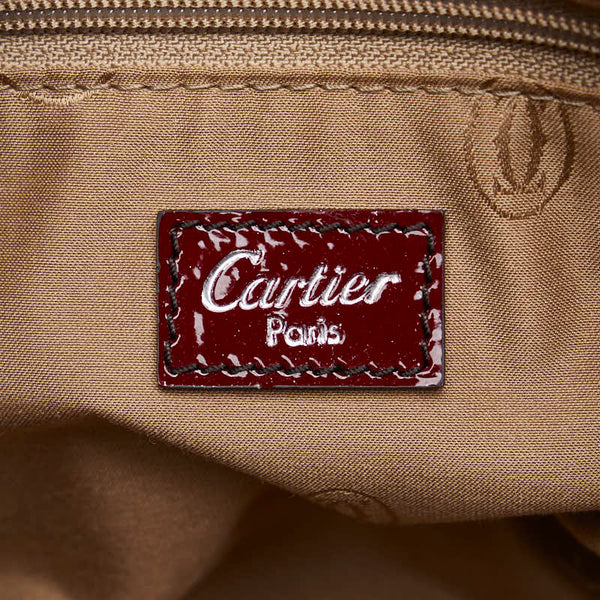 カルティエ マストライン マルチェロ ドゥ ハンドバッグ ワインレッド エナメル レディース CARTIER 【中古】