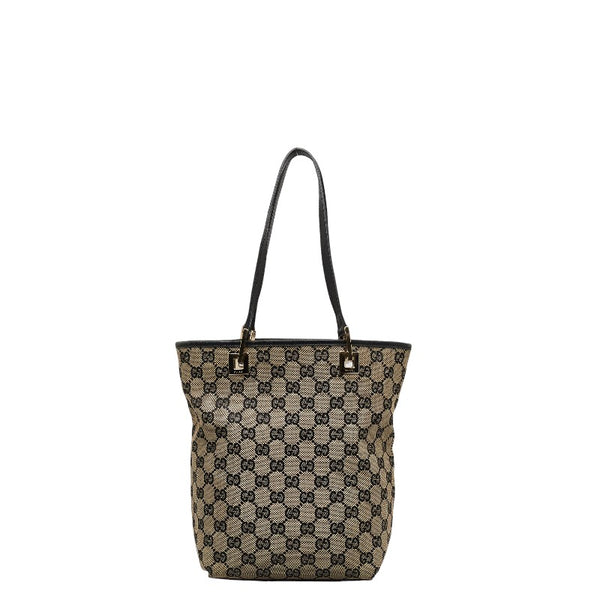 グッチ GGキャンバス ハンドバッグ トートバッグ 002 1099 ベージュ ブラック キャンバス レザー レディース GUCCI 【中古】