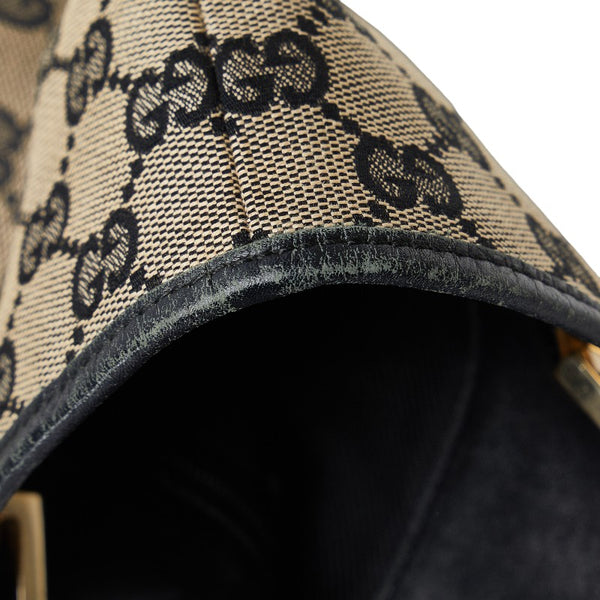 グッチ GGキャンバス ハンドバッグ トートバッグ 002 1099 ベージュ ブラック キャンバス レザー レディース GUCCI 【中古】