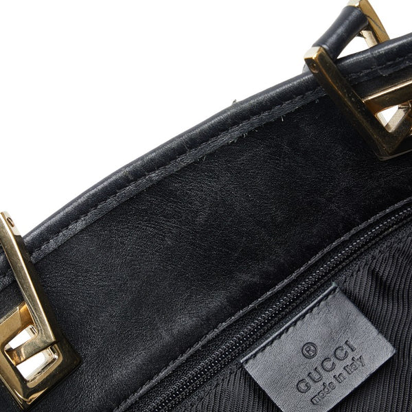 グッチ GGキャンバス ハンドバッグ トートバッグ 002 1099 ベージュ ブラック キャンバス レザー レディース GUCCI 【中古】