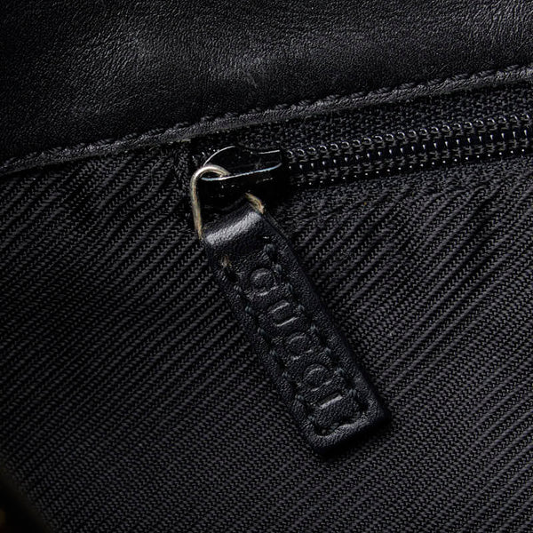 グッチ GGキャンバス ハンドバッグ トートバッグ 002 1099 ベージュ ブラック キャンバス レザー レディース GUCCI 【中古】